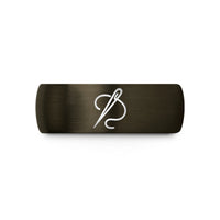 unique present ideas her – gunmetal & black tungsten needle thread wedding band