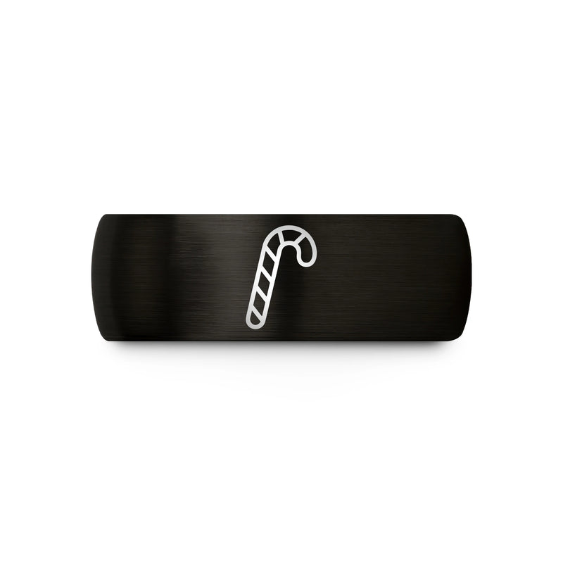 Candy Cane – Tungsten Wedding Band, 8 mm, Black, Gold Comfort-Fit Unisex