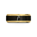 tungsten wedding band men – black & gold tungsten candy cane wedding band