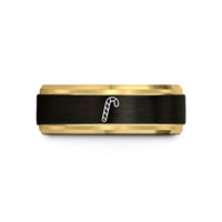 tungsten wedding band men – black & gold tungsten candy cane wedding band