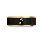 unique ring present ideas – black & gold tungsten candy cane wedding band