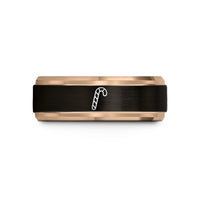 unique ring present ideas – black & rose gold tungsten candy cane wedding band