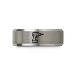 best anniversary present ideas – black & gray tungsten power drill wedding band