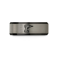 unique present ideas wife – black & grey tungsten power drill wedding band