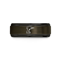 unique present ideas wife – gunmetal & black tungsten power drill wedding band