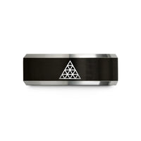 special occasion rings – black & silver tungsten triangular lattice dotwork wedding band