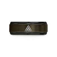 presents for female partner – gunmetal & black tungsten triangular lattice dotwork wedding band