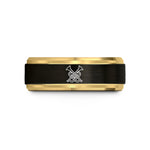 romantic presents for wife – black & gold tungsten trumpets emblem wedding band