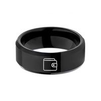 unique anniversary present ideas – black tungsten wallet wedding band