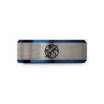 unique friend birthday present – blue & gray tungsten earth tilt icon wedding band