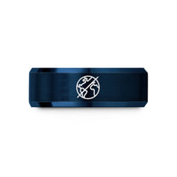 personalized friend present ideas – blue tungsten earth tilt icon wedding band