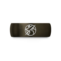cool presents for buddies – gunmetal & blue tungsten earth tilt icon wedding band