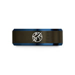 cool presents for buddies – gunmetal & blue tungsten earth tilt icon wedding band