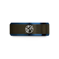 cool presents for buddies – gunmetal & blue tungsten earth tilt icon wedding band