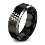 unique present ideas friends – black & grey tungsten officer bars pair ring