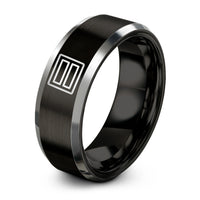 unique present ideas friends – black & grey tungsten officer bars pair ring