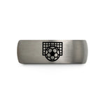custom rings for friends – black & blue & gray tungsten soccer ball goal wedding band