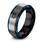 black & blue & grey tungsten soccer ball goal ring