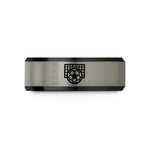 unique friend jewelry present – black & blue & gray tungsten soccer ball goal wedding band
