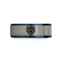 personalized presents for friends – black & blue & gray tungsten soccer ball goal wedding band