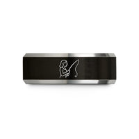 meaningful present ideas – black & silver tungsten angler rod wedding band