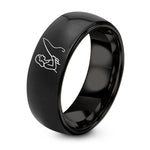 Birthday Gifts for Her – black tungsten angler rod ring