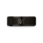unique birthstone rings – black tungsten angler rod wedding band