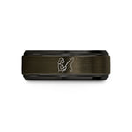 unique birthstone rings – gunmetal & black tungsten angler rod wedding band