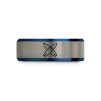special presents for women – black & blue & grey tungsten crossed surfboards wave wedding band