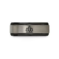 special present for woman – black & gray tungsten pine trees wedding band