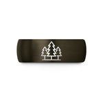 special present for woman – gunmetal & black tungsten pine trees wedding band
