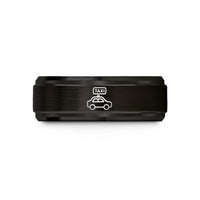 unique presents for women – black tungsten taxi wedding band