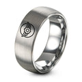 Winged Gear Circle – Tungsten Wedding Band, 8 mm, Grey Comfort-Fit Unisex