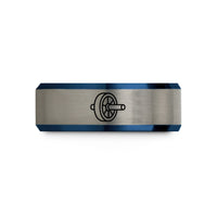 best birthday presents men – black & blue & grey tungsten ab wheel wedding band