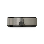 unique presents for him – black & blue & grey tungsten boardwalk lamp wedding band