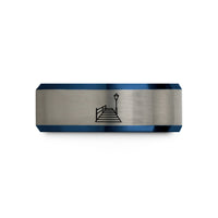 special surprises for men – black & blue & silver tungsten boardwalk lamp wedding band