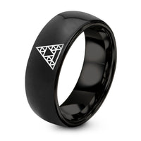 Birthday Gifts for Him – black tungsten sierpinski triangle ring