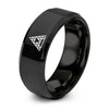 Sierpinski Triangle – Tungsten Wedding Band, 8 mm, Black Comfort-Fit Unisex