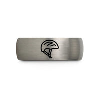thoughtful presents for spouse – gunmetal & silver tungsten bike helmet wedding band