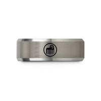 engraved rings for her – gray tungsten duafe circle wedding band