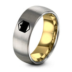 Birthday Gifts for Wife from Husband – gold & gray tungsten bisexual flag ring