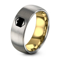 Birthday Gifts for Wife from Husband – gold & gray tungsten bisexual flag ring
