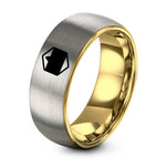 Birthday Gifts for Wife from Husband – gold & grey tungsten bisexual flag ring