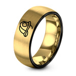 Birthday Gifts for Wife from Husband – black & gold tungsten fire helmet ring