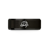 presents for her birthday – black & gold tungsten fire helmet wedding band