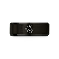 romantic presents for wife – black & rose gold tungsten mare foal nuzzling wedding band