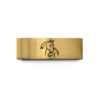 unique rings for couples – gold tungsten mare foal nuzzling wedding band