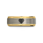 personalized jewelry for her – gold & blue & grey tungsten spectrum lines heart wedding band