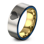 romantic ring ideas present – gold & blue & grey tungsten spectrum lines heart ring