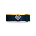 personalized jewelry for her – gold & blue tungsten spectrum lines heart wedding band